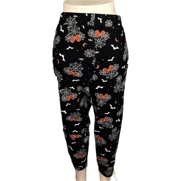 Disney +4 Black Stretch High Waisted Spooky Spider Webs & Bows Graphic Leggings - Picture 4 of 6